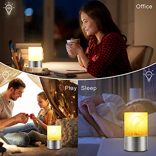 LINNMON Touch Control Table lamp, Mini Size, 3-Way Dimmable Bedside Lamps with Alabaster Glass Shade, Small Desk Lamp for Reading, Bedroom, College Dorm and Kitchen, E26 LED Bulb Included