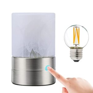 LINNMON Touch Control Table lamp, Mini Size, 3-Way Dimmable Bedside Lamps with Alabaster Glass Shade, Small Desk Lamp for Reading, Bedroom, College Dorm and Kitchen, E26 LED Bulb Included