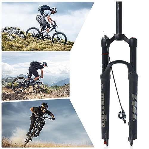 ZTZ Mountain Bike Fork,26 27.5 29 inch MTB Suspension Air Fork ，Rebound Adjust，Travel 120mm,QR 9mm，1-1/8 Straight Tube, Ultralight Mountain Bike Front Fork for XC/AM Bike(Remote Lockout)