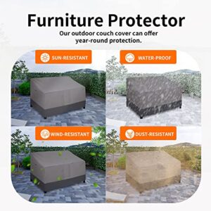 Easy-Going Waterproof Outdoor Couch Cover, Heavy Duty 3-Seater Patio Sofa Cover, Winchdproof Outdoor Furniture Cover with Air Vent (62Wx40Dx33H inch, Gray/Dark Gray)