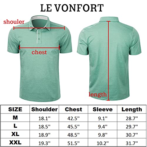 LE VONFORT Mens Quick Dry Performance Golf Polo Shirts Short Sleeve Summer Casual Athletic Collared Shirt Light Green X-Large