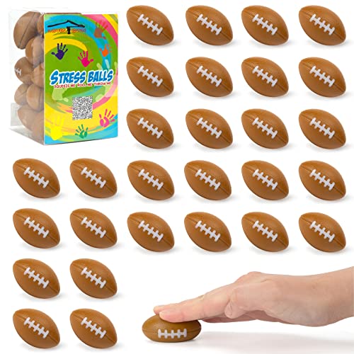 LovesTown Football Stress Ball, 28 PCS 2.2 x 1.4 Inches Stress Relief Fidget Balls Foam Sport Football for Gift Bag Fillers Stuffers Party Favors Decoraions Bathtub Toys School Carnival Reward