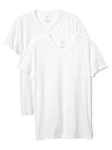 gap mens classic v t-shirt (2-pack) t shirt, white, small us