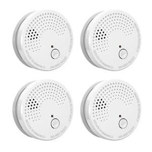 4 Pack Smoke Detector Fire Alarms 9V Battery Operated Photoelectric Sensor Smoke Alarms Easy to Install with Light Sound Warning, Test Button,9V Battery Included Fire Safety for Home Hotel(912-4)