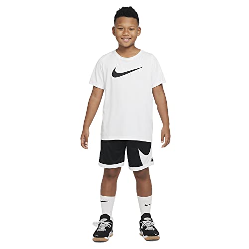 Nike Boy's Dri-FIT HBR Basketball Shorts (Little Kids/Big Kids) Black/White/White/White MD (10-12 Big Kid)