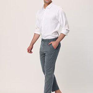 Lars Amadeus Men's Dress Plaid Cropped Pants Slim Fit Flat Front Business Checked Trousers 32 Gray