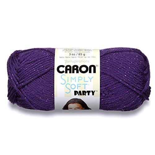 Caron Simply Soft Party Purple Sparkle Yarn - 3 Pack of 85g/3oz - Acrylic - 4 Medium (Worsted) - 164 Yards - Knitting, Crocheting & Crafts