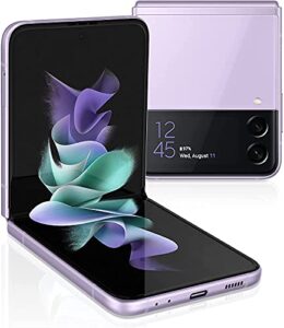 samsung galaxy z flip 3 5g t-mobile locked android cell phone us version smartphone flex mode intuitive camera compact 128gb storage us warranty (renewed) (lavender)