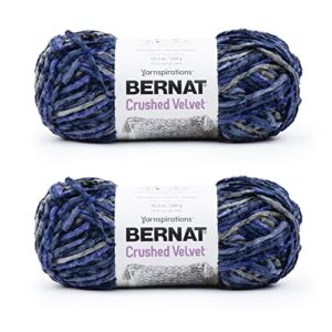 bernat crushed velvet navy yarn - 2 pack of 300g/10.5oz - polyester - 5 bulky - 315 yards - knitting, crocheting & crafts