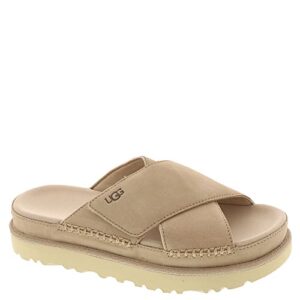 UGG Women's GOLDENSTAR Cross Slide Sandal, Driftwood, 6