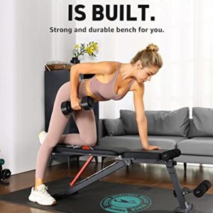 FLYBIRD Adjustable Weight Bench, Workout Benches for Home Gym, Sturdy Durable Comfortable Bench for Dumbbell Exercise Full Body Workout