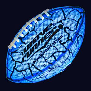 wave runner glow in the dark led light junior football, waterproof double laced football for night sports and games waterproof ball for pool, beach and backyad