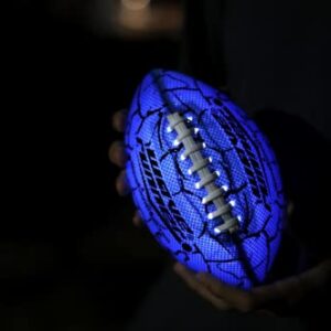 Wave Runner Glow in The Dark LED Light Junior Football, Waterproof Double Laced Football for Night Sports and Games Waterproof Ball for Pool, Beach and Backyad