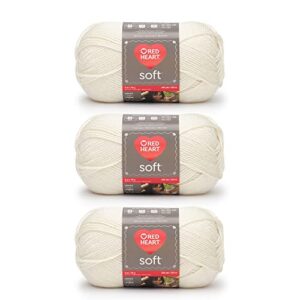 red heart soft off white yarn - 3 pack of 141g/5oz - acrylic - 4 medium (worsted) - 256 yards - knitting, crocheting & crafts
