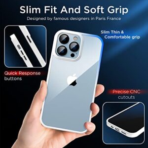 [2023 New] for iPhone 13 Pro Max Case, [Non-Yellowing] [Military Drop Protection] Shockproof Bumper Slim Fit Phone Case Thin Cover for Apple 13pro Max (6.7 in, Clear White)