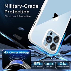 [2023 New] for iPhone 13 Pro Max Case, [Non-Yellowing] [Military Drop Protection] Shockproof Bumper Slim Fit Phone Case Thin Cover for Apple 13pro Max (6.7 in, Clear White)