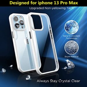 [2023 New] for iPhone 13 Pro Max Case, [Non-Yellowing] [Military Drop Protection] Shockproof Bumper Slim Fit Phone Case Thin Cover for Apple 13pro Max (6.7 in, Clear White)