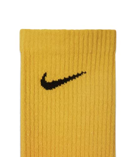 Nike 2 Pack Sports Dri-Fit Moisture Wicking Athletic Crew Socks (Medium, (Orange/Yellow) and (Maroon/Blue))