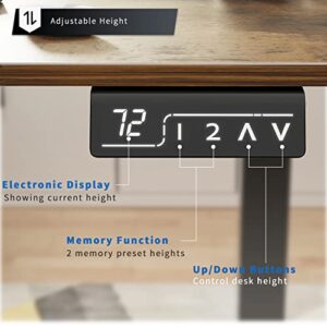 YESHOMY Height Adjustable Electric Standing Desk 55 inch Computer Table, Home Office Workstation, 55in, Black Leg/Rustic Brown Top