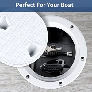 Boat Hatch Cover ABS 4 inch White Non Slip Inspection Hatch w/Detachable Cover