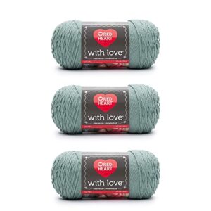 red heart with love sage yarn - 3 pack of 198g/7oz - acrylic - 4 medium (worsted) - 370 yards - knitting, crocheting & crafts