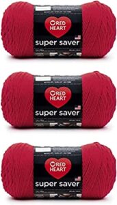 red heart super saver yarn, 3 pack, hot red 3 count