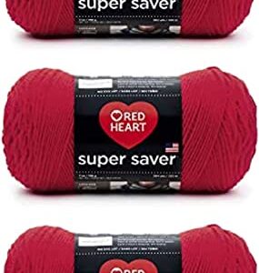 Red Heart Super Saver Yarn, 3 Pack, Hot Red 3 Count