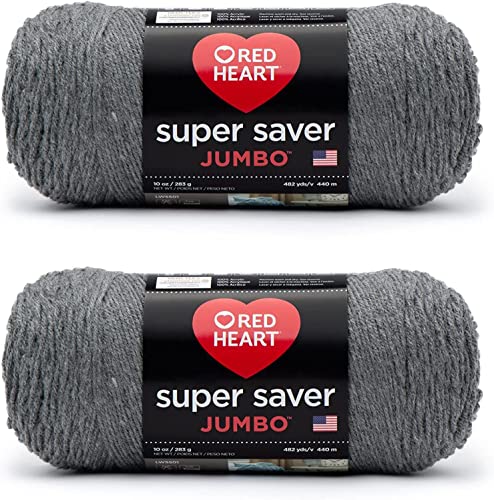 Red Heart Super Saver Jumbo Yarn, Gray eather, 4.25 x 10.5 x 4.25 inches (Pack of 2)