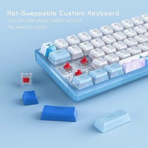 Womier WK61 60% Keyboard, Hot-Swappable Keyboard Ultra-Compact RGB Gaming Mechanical Keyboard w/Pudding Keycaps, Linear Red Switch, Pro Driver/Software Supported - Glacier Blue