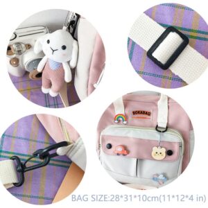 Cute Bags Kawaii Backpack Messenger Bag For School,Aesthetic Backpacks Multifunction Laptop Japanese Ita for Teen Girls Kids Lunch Totes