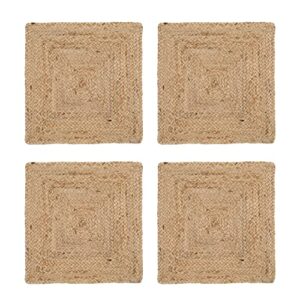 hausattire jute braided placemats 14x14 inches - natural, farmhouse reversible woven boho mats for kitchen & dining table (set of 4)