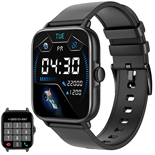 Smart Watch(Call Receive/Dial), Full Touch Screen SmartWatch for Android and iOS Phones Compatible Fitness Tracker with Heart Rate,Sleep,Blood Oxygen,Step Counter for Men Women