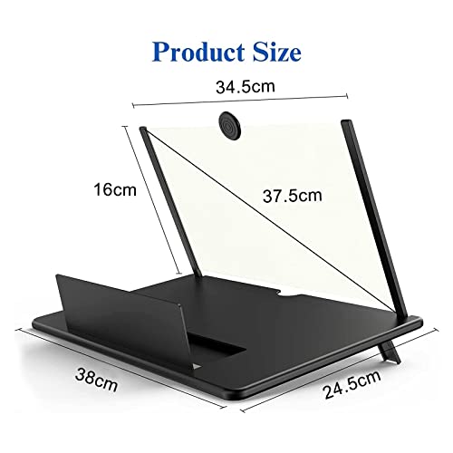 18" Screen Magnifier -3D HD Mobile Phone Magnifying Projector Screen Enlarger for Movies, Videos and Gaming – Foldable Phone Stand Holder with Screen Amplifier–Compatible with All Smartphones