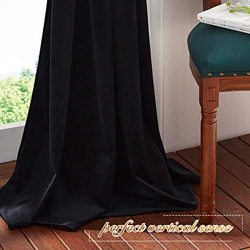 NICETOWN Black Blackout Curtains for Backdrops, Thermal Insulated Noise Reducing Velvet Curtains for Film, Extra Long Window Curtains for Large Door Windows (2 Panels, 52-inch Wide x 120-inch Long)