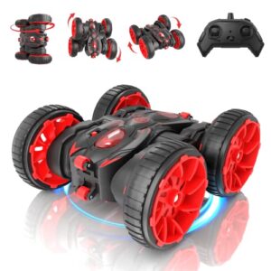 ifollower remote control car,rc cars toy all terrain off road 4wd double sided running rc crawler, 360° rotation & flips 2.4ghz rc stunt car birthday gift for boys & girls aged 4 5 6 7 8 9 10 11 12