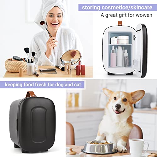 Living Enrichment Mini Fridge, 4L Skincare Fridge, Portable Small Refrigerator Cooler for Skincare, Beverage, Food, Cosmetics, Home, Bedroom, for Christmas Gift - Black