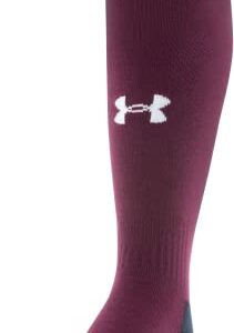 Under Armour Standard Team Over-The-Calf Socks, U771, 1-Pair, Maroon/Black/White, Medium