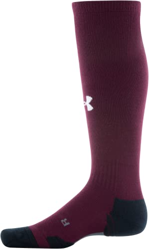 Under Armour Standard Team Over-The-Calf Socks, U771, 1-Pair, Maroon/Black/White, Medium