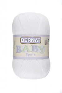 bernat baby sport bb baby white yarn - 1 pack of 12.3oz/350g - acrylic - #3 light - 1256 yards - knitting, crocheting & crafts