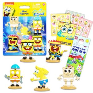 viacom spongebob squarepants mini figures 5 pack - spongebob toy bundle with 5 spongebob cupcake topper figurines plus spongebob stickers and more (spongebob party supplies)