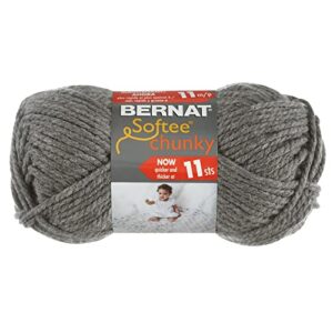 bernat softee chunky bb true gray yarn - 1 pack of 14oz/400g - acrylic - #6 super bulky - 431 yards - knitting, crocheting & crafts
