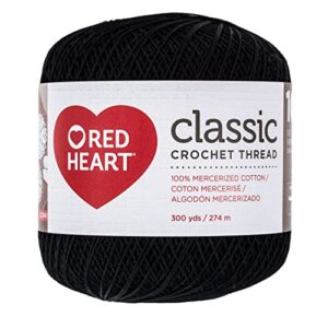 red heart crochet threads, 300 yards, black