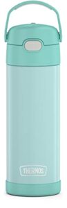 thermos funtainer 16 ounce stainless steel vacuum insulated bottle with wide spout lid, mint