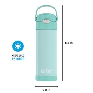 THERMOS FUNTAINER 16 Ounce Stainless Steel Vacuum Insulated Bottle with Wide Spout Lid, Mint