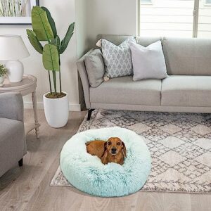 Best Friends by Sheri The Original Calming Donut Cat and Dog Bed in Shag Fur Baby Blue, Small 23x23