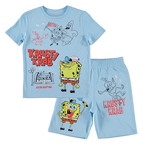 SpongeBob SquarePants Boy's T-Shirt and Shorts Bundle (Blue, 18-20)