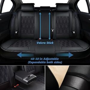 Coverado Car Seat Covers, Premium Nappa Leather Auto Seat Cushions Full Set with Embossed Pattern, Universal Fit Interior Accessories for Most Cars, Sedans, SUVs and Trucks, Black (Black, FullSet)