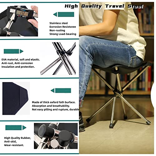lucky cup Camping Stool Small Retractable Folding Chair Foot Rest Stainless Steel Compact Lightweight Backpacking Stool with Carry Bag 12.6X12.6X13.8 inches