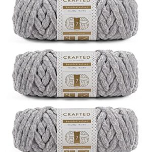 Crafted By Catherine Braided Velvet Yarn - 3 Pack, Grey, Gauge 7 Jumbo