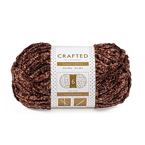 Crafted By Catherine Tonal Velvet Yarn - 4 Pack, Red Brown, Gauge 6 Super Bulky